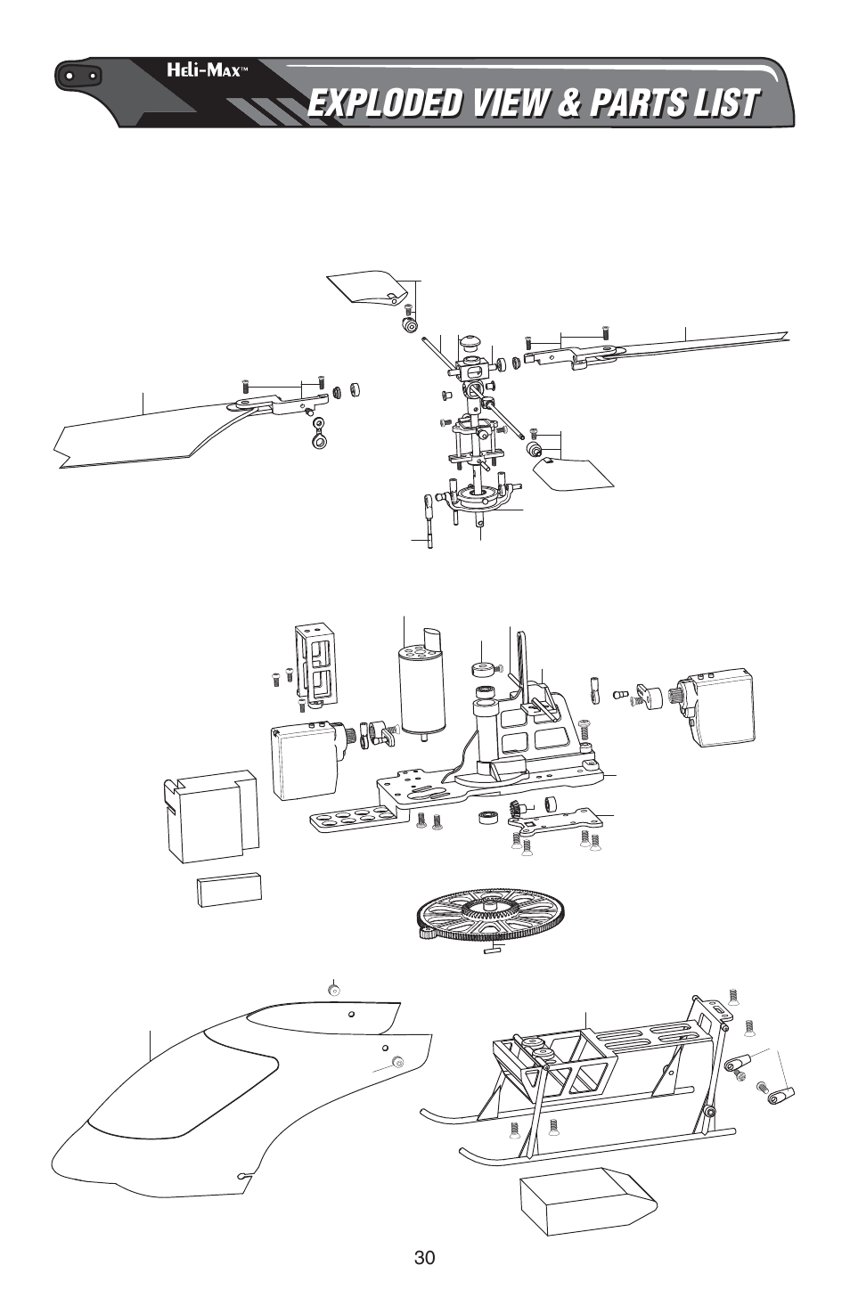 Exploded view & parts list | Heli-Max HMXE0807 User Manual | Page 30 / 32