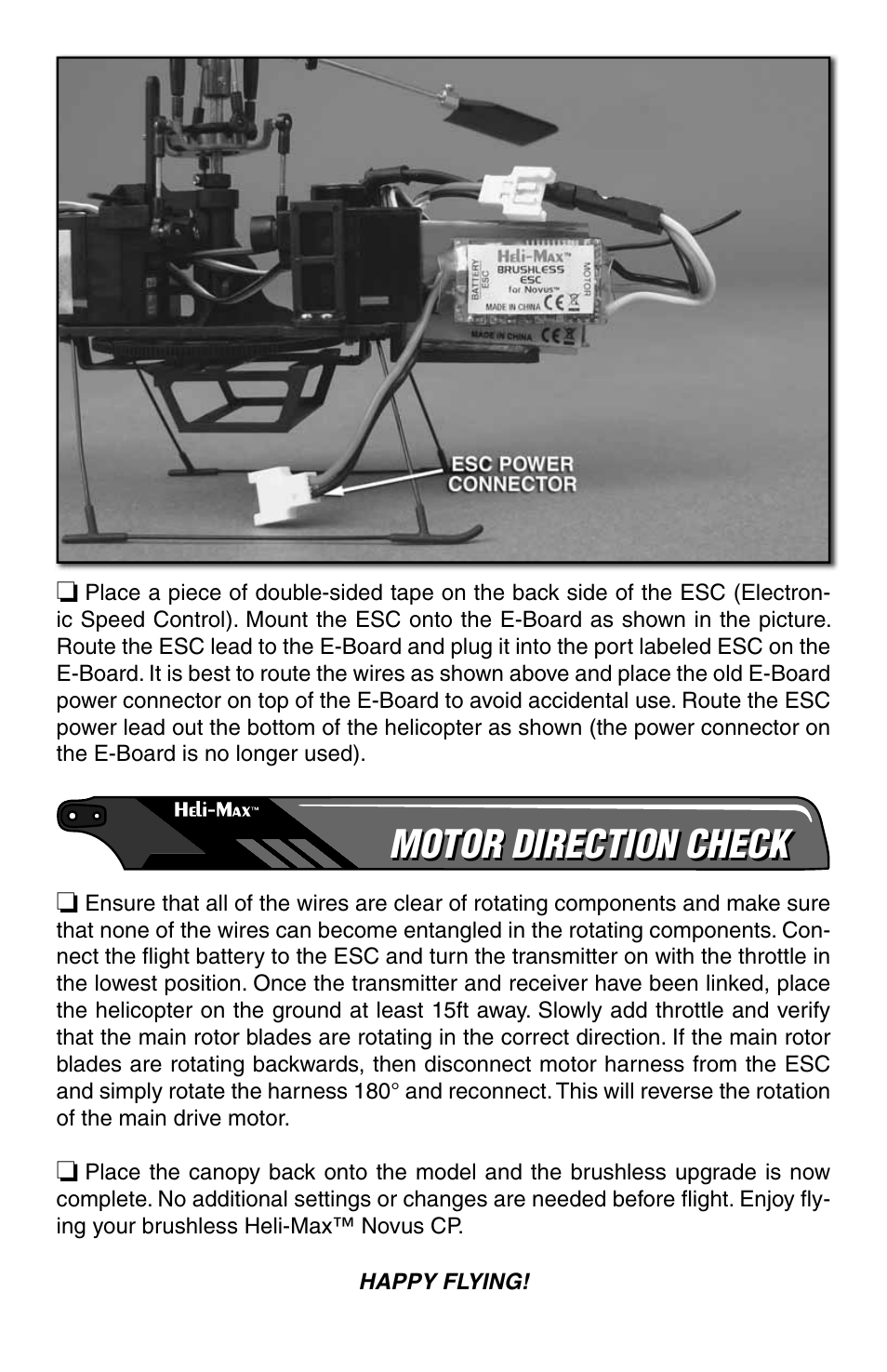Motor direction check | Heli-Max HMXG8015 User Manual | Page 3 / 4