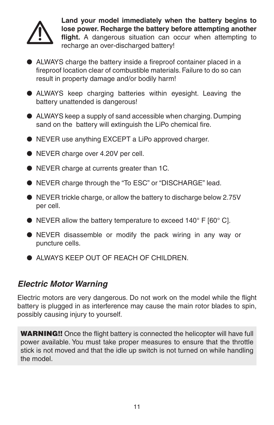 Electric motor warning | Heli-Max HMXE0804 User Manual | Page 11 / 32