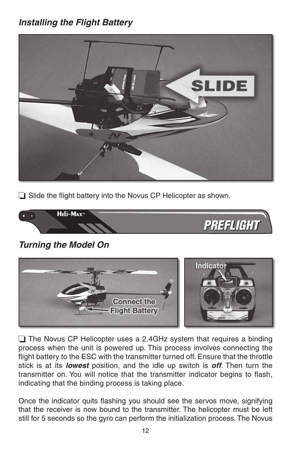 Preflight | Heli-Max HMXE0804 User Manual | Page 12 / 32