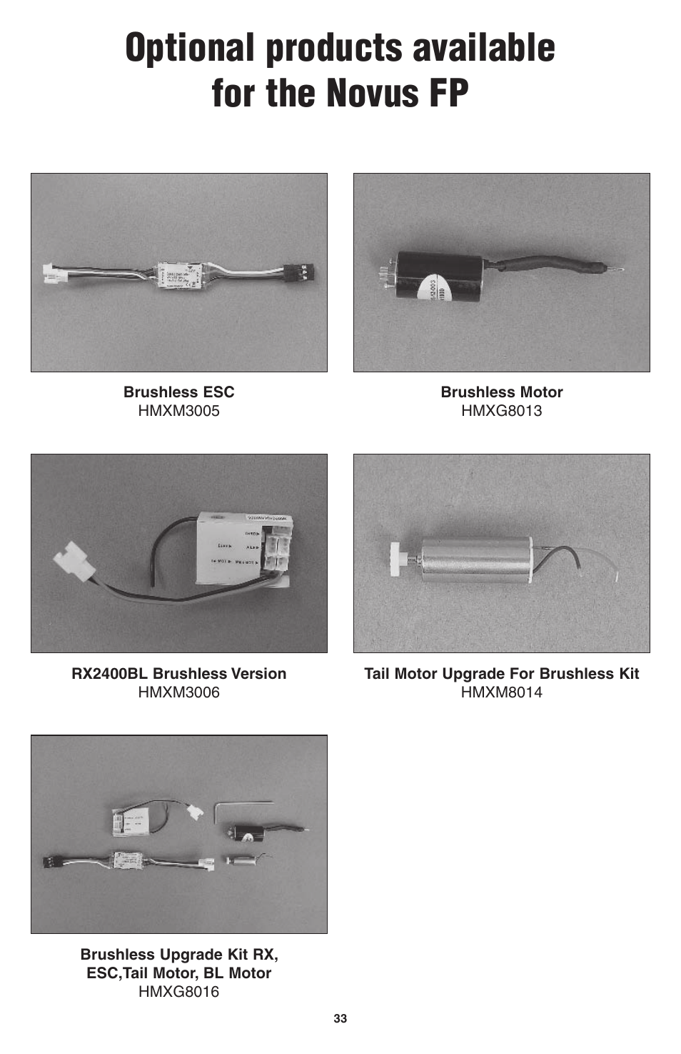 Optional products available for the novus fp | Heli-Max HMXE0802 User Manual | Page 33 / 36
