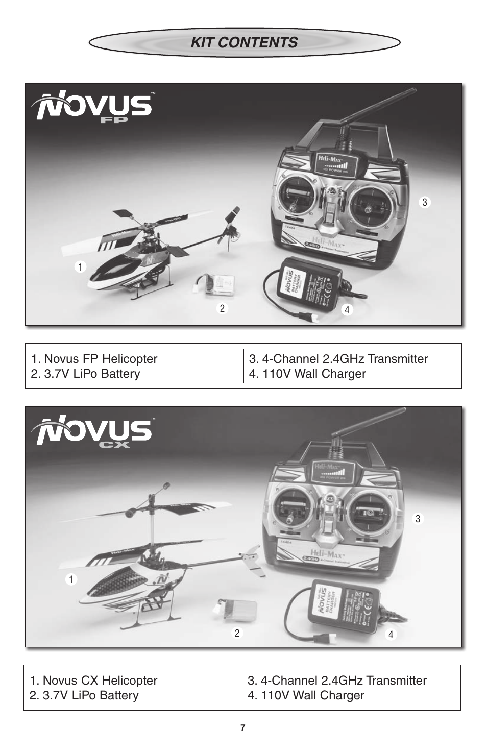 Kit contents | Heli-Max HMXE0802 User Manual | Page 7 / 36