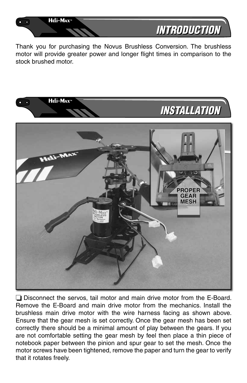 Introduction, Installation | Heli-Max HMXG8016 User Manual | Page 2 / 4