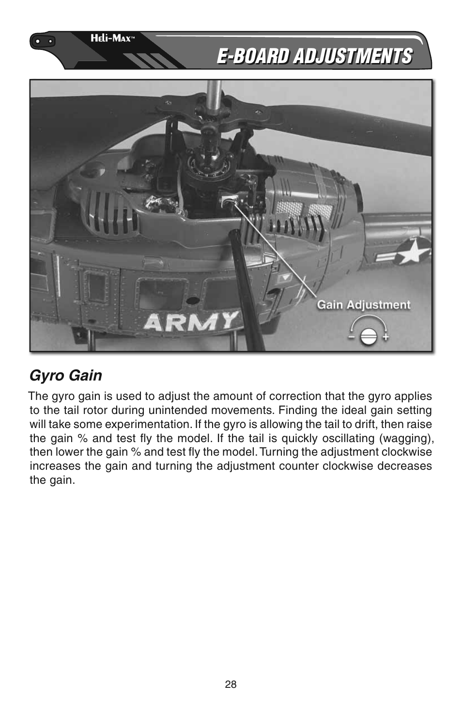 E-board adjustments | Heli-Max HMXE08 Manual User Manual | Page 28 / 32