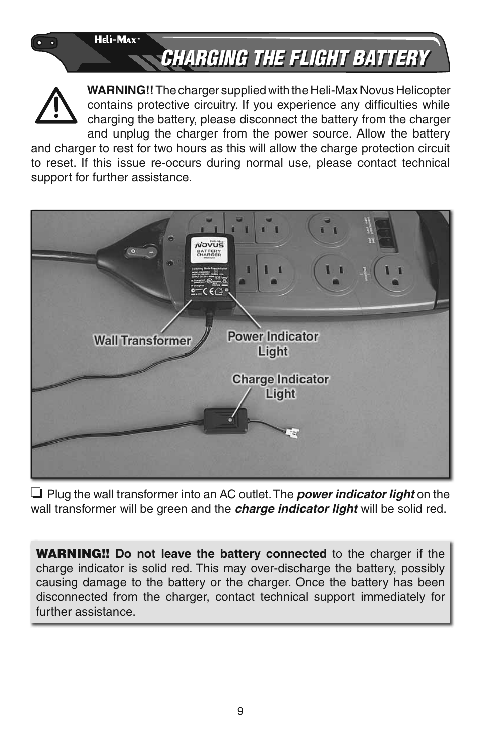 Charging the flight battery | Heli-Max HMXE08 Manual User Manual | Page 9 / 32