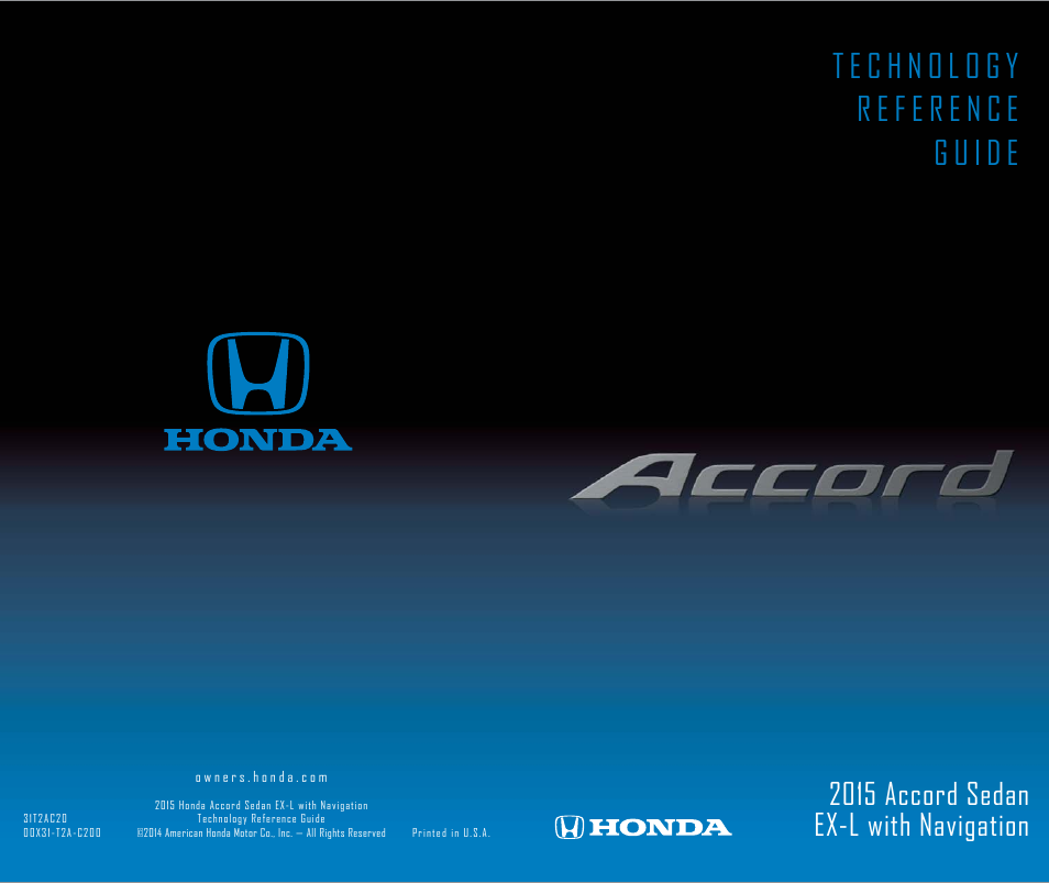 HONDA 2015 Accord Sedan (EX-L with Navigation) - Technology Reference Guide User Manual | 22 pages