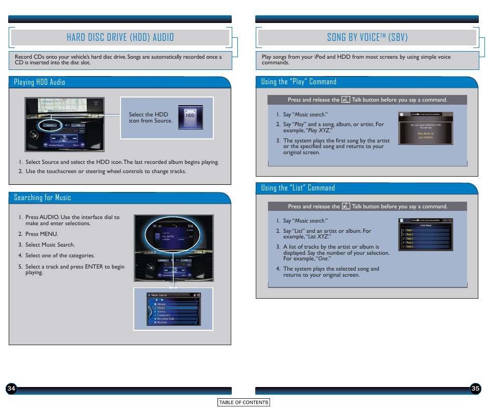 Hard disc drive (hdd) audio song by voice, Song by voice, Sbv) | Hard disc drive (hdd) audio | HONDA 2015 Accord Sedan (EX-L with Navigation) - Technology Reference Guide User Manual | Page 19 / 22