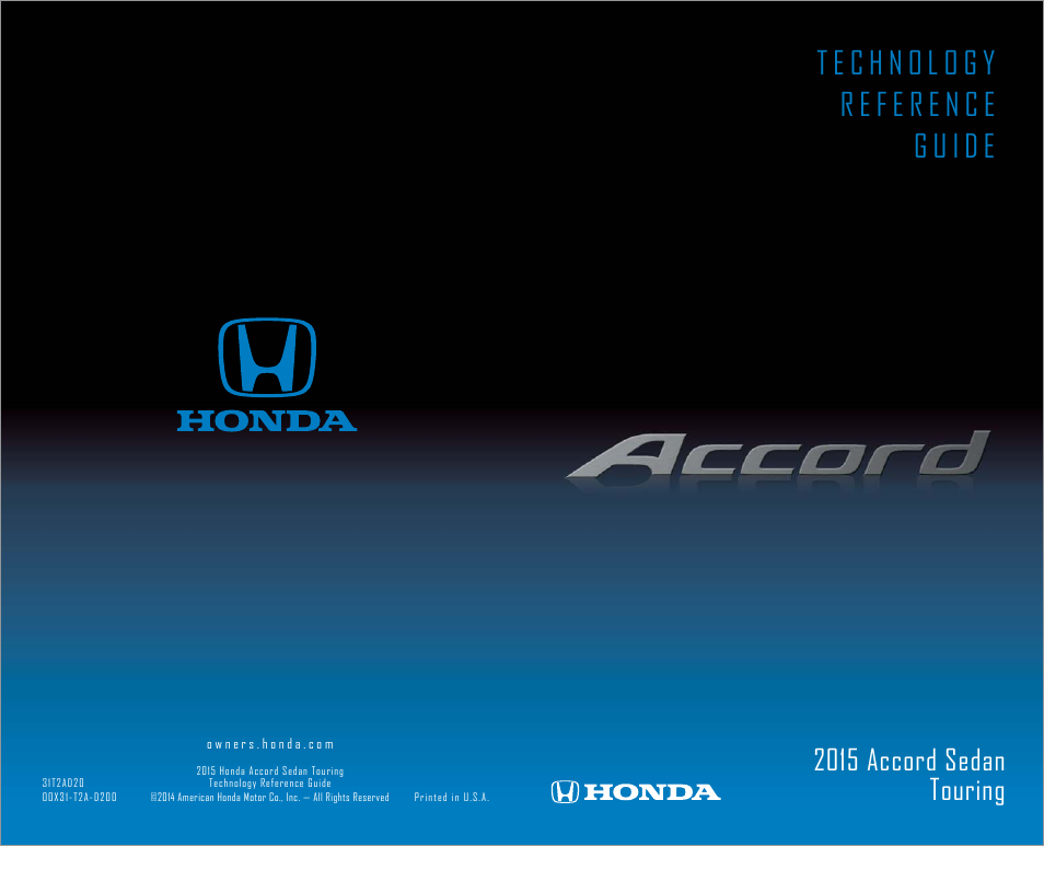 HONDA 2015 Accord Sedan (Touring) - Technology Reference Guide User Manual | 24 pages