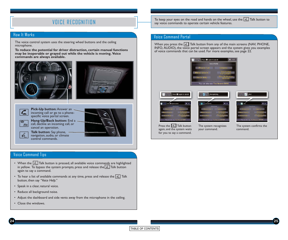 Voice recognition | HONDA 2015 Accord Sedan (Touring) - Technology Reference Guide User Manual | Page 14 / 24