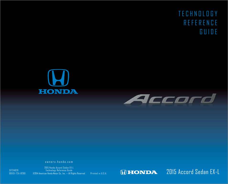 HONDA 2015 Accord Sedan (EX-L) - Technology Reference Guide User Manual | 18 pages