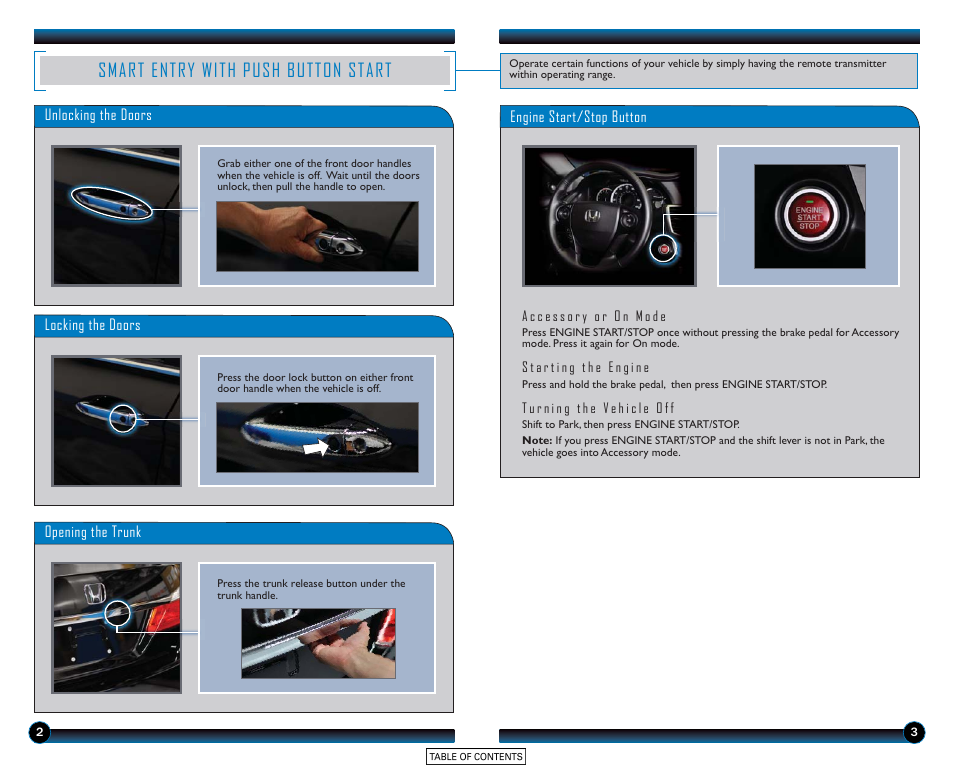 Smart entry with push button start | HONDA 2015 Accord Sedan (EX-L) - Technology Reference Guide User Manual | Page 3 / 18