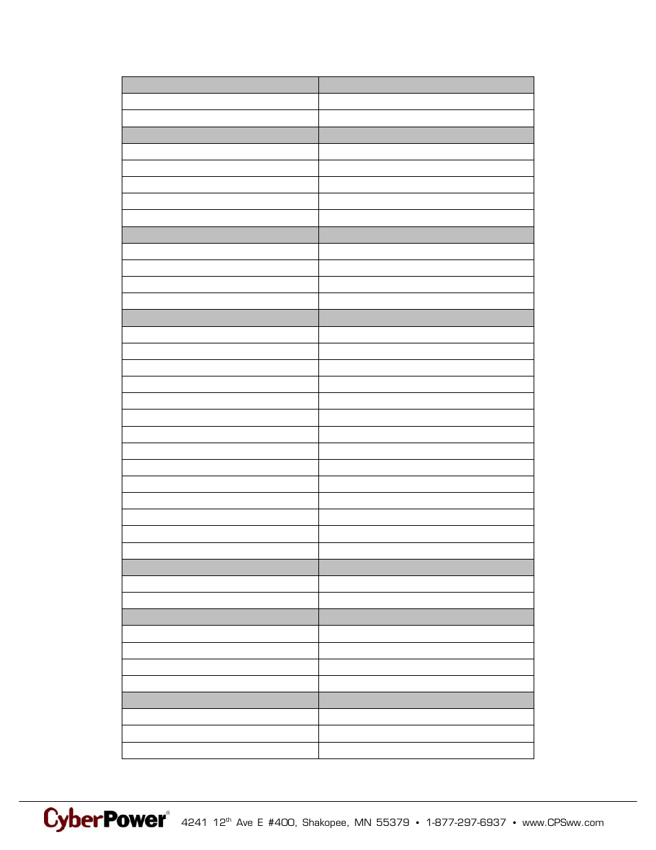 Technical specifications | CyberPower Systems 6050-Silver User Manual | Page 2 / 2