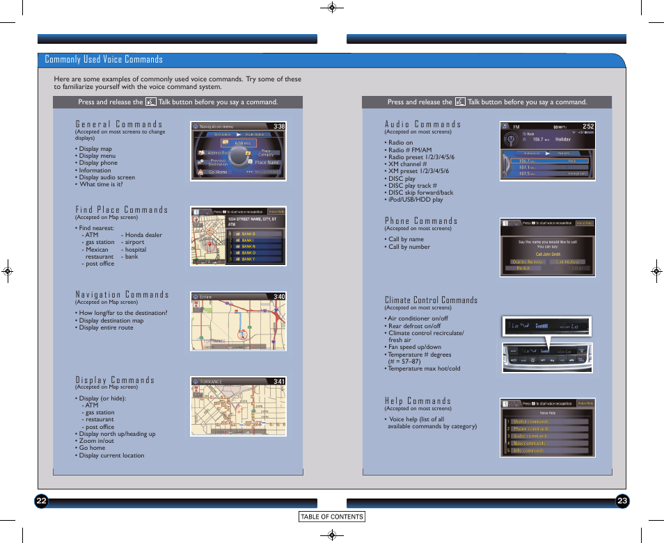Commonly used voice commands, Climate control commands | HONDA 2015 Accord Coupe (EX-L with Navigation) - Technology Reference Guide User Manual | Page 13 / 22