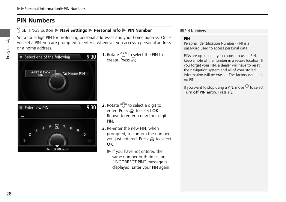 Pin numbers, 2 pin numbers, P. 28 | HONDA 2015 Accord - Navigation Manual User Manual | Page 29 / 152