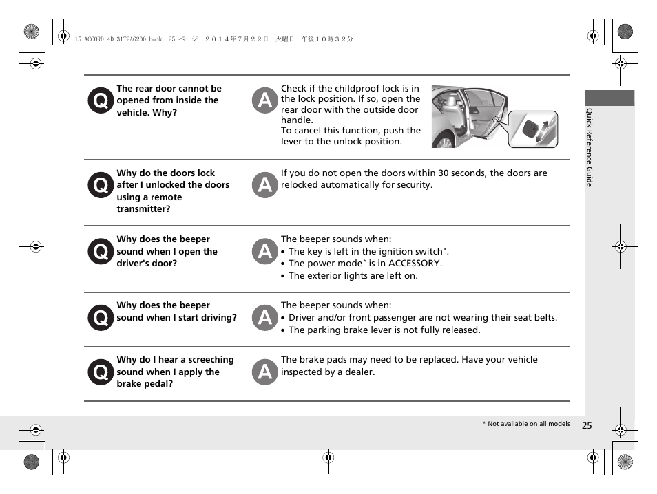 HONDA 2015 Accord Sedan - Owner's Manual User Manual | Page 26 / 593