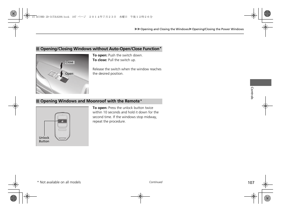 HONDA 2015 Accord Coupe - Owner's Manual User Manual | Page 108 / 557