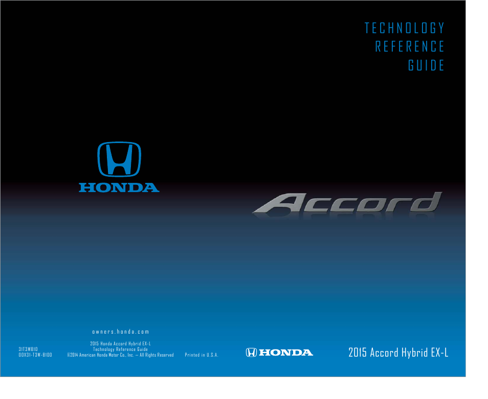 HONDA 2015 Accord Hybrid (EX-L) - Technology Reference Guide User Manual | 19 pages