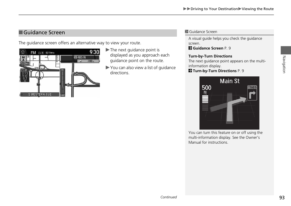 Guidance screen | HONDA 2015 Accord Hybrid - Navigation Manual User Manual | Page 94 / 152