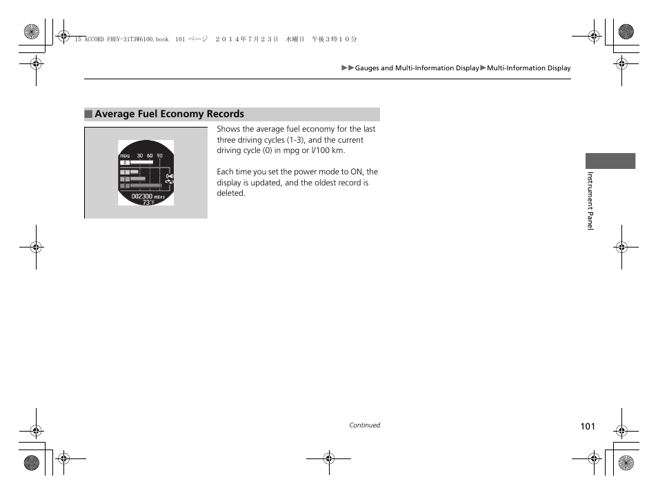 HONDA 2015 Accord Hybrid - Owner's Manual User Manual | Page 102 / 569