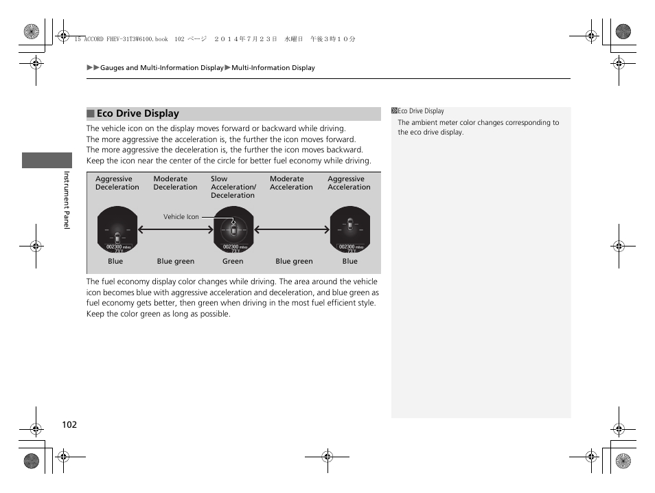 HONDA 2015 Accord Hybrid - Owner's Manual User Manual | Page 103 / 569