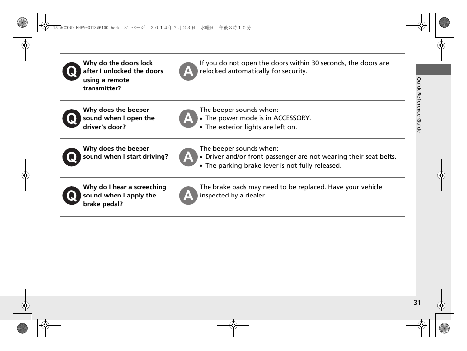 HONDA 2015 Accord Hybrid - Owner's Manual User Manual | Page 32 / 569