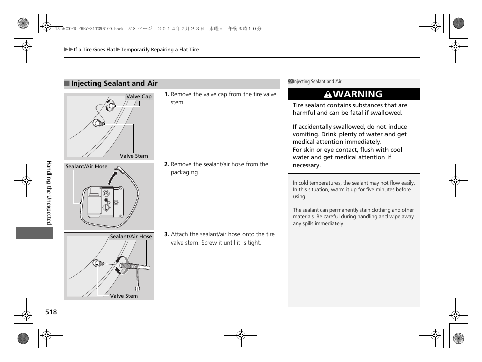 Warning | HONDA 2015 Accord Hybrid - Owner's Manual User Manual | Page 519 / 569