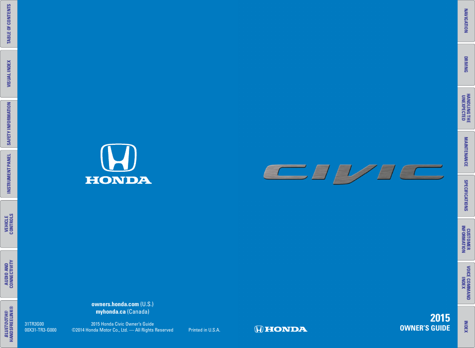 HONDA 2015 Civic (HF) - Owner's Guide (Revised 12/12/2014) User Manual | 79 pages