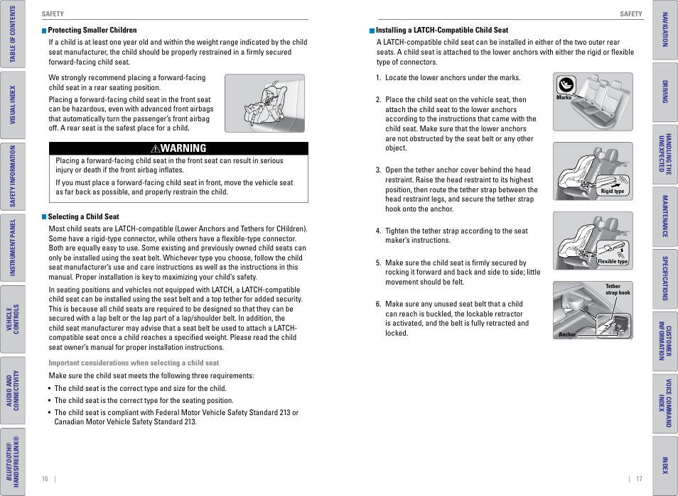 Warning | HONDA 2015 Civic (HF) - Owner's Guide (Revised 12/12/2014) User Manual | Page 12 / 79