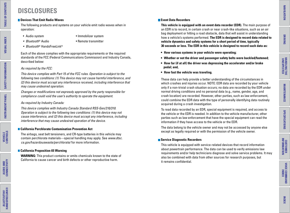 Disclosures | HONDA 2015 Civic (HF) - Owner's Guide (Revised 12/12/2014) User Manual | Page 2 / 79