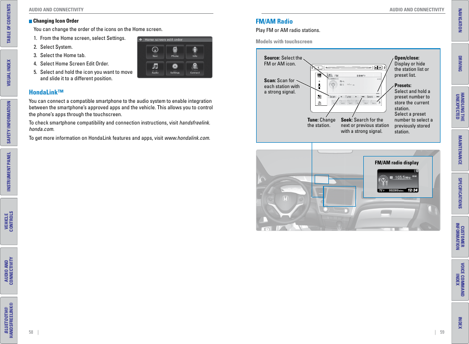 Hondalink, Fm/am radio, Hondalink™ fm/am radio | HONDA 2015 Civic (HF) - Owner's Guide (Revised 12/12/2014) User Manual | Page 33 / 79