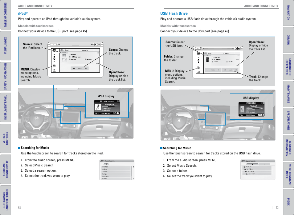 Ipod, Usb flash drive | HONDA 2015 Civic (HF) - Owner's Guide (Revised 12/12/2014) User Manual | Page 35 / 79