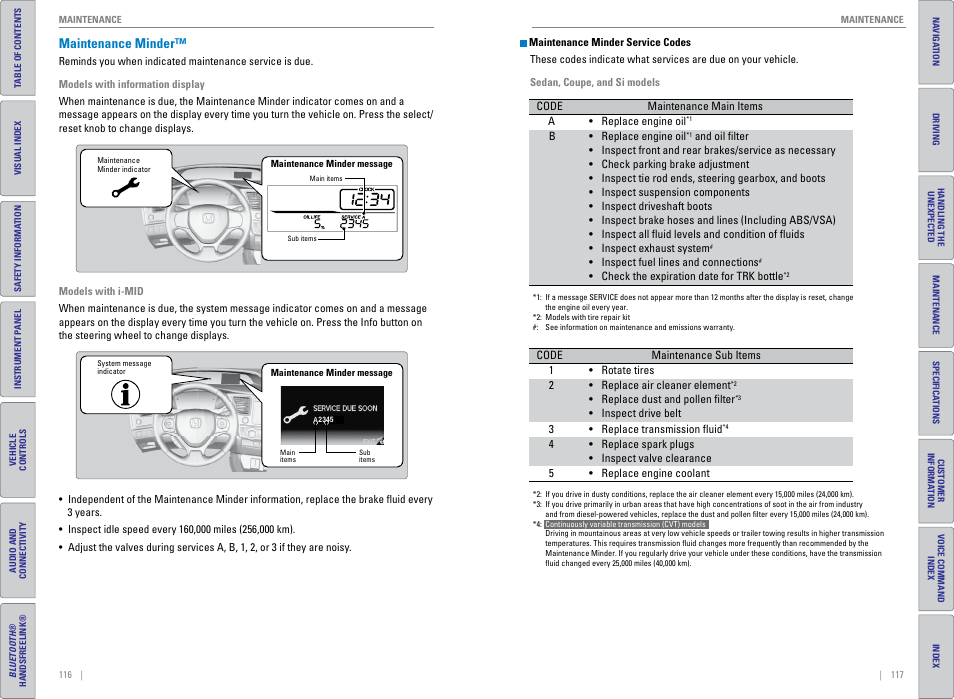 Maintenance minder | HONDA 2015 Civic (HF) - Owner's Guide (Revised 12/12/2014) User Manual | Page 62 / 79