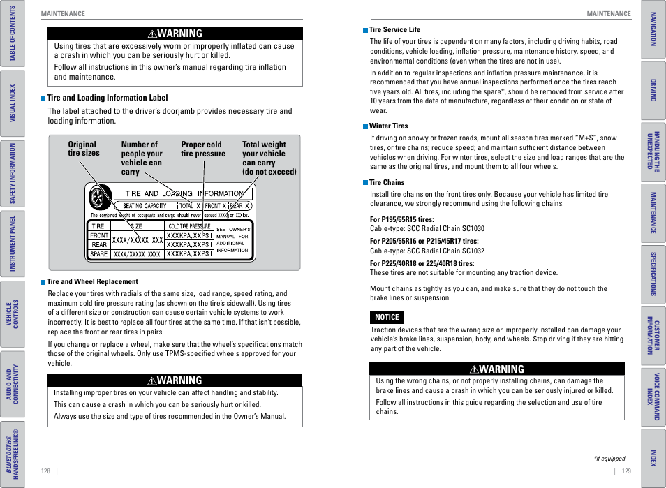 Warning | HONDA 2015 Civic (HF) - Owner's Guide (Revised 12/12/2014) User Manual | Page 68 / 79