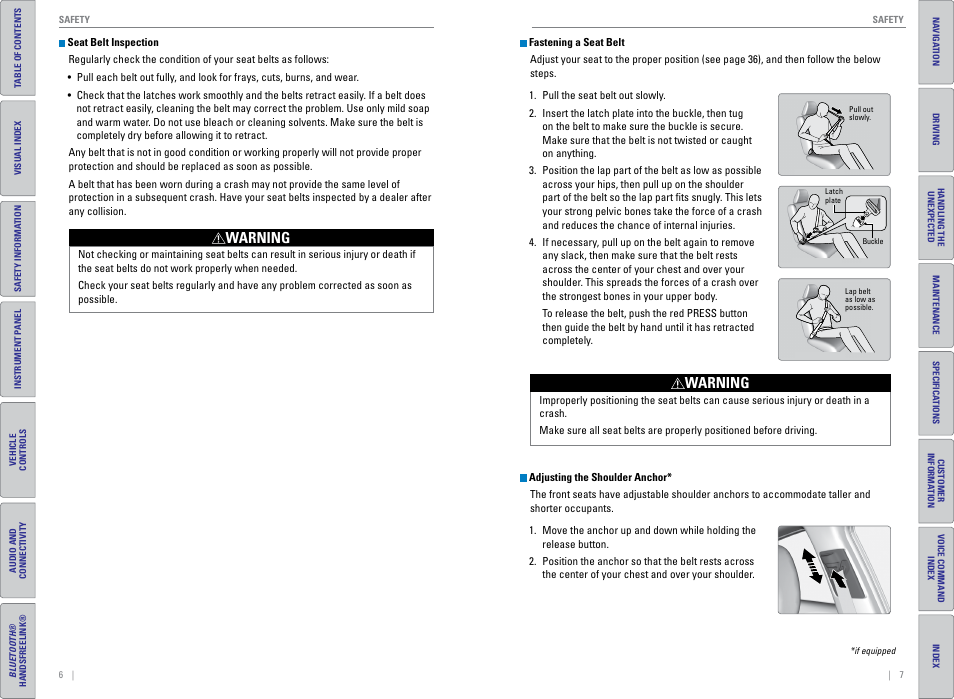 Warning | HONDA 2015 Civic (HF) - Owner's Guide (Revised 12/12/2014) User Manual | Page 7 / 79