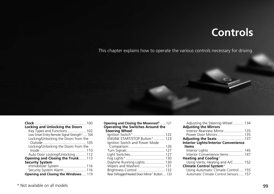 Controls, P99) | HONDA 2015 Civic Si Coupe - Owner's Manual User Manual | Page 100 / 441