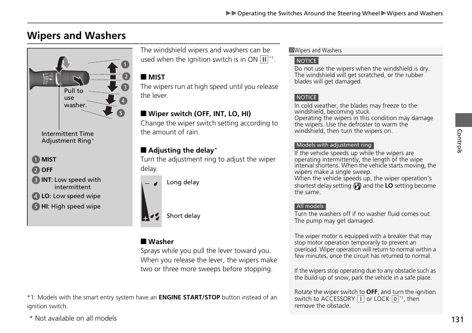 P131), P131, 3, P131 | Wipers and washers | HONDA 2015 Civic Si Coupe - Owner's Manual User Manual | Page 132 / 441