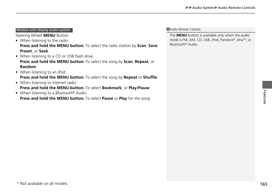 HONDA 2015 Civic Si Coupe - Owner's Manual User Manual | Page 166 / 441