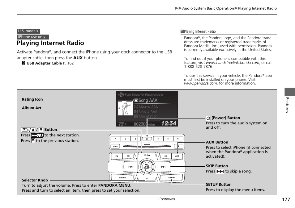 Playing internet radio | HONDA 2015 Civic Si Coupe - Owner's Manual User Manual | Page 178 / 441