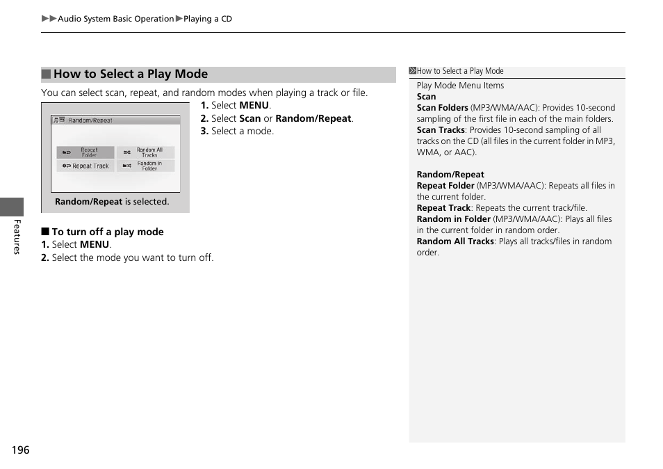 How to select a play mode | HONDA 2015 Civic Si Coupe - Owner's Manual User Manual | Page 197 / 441