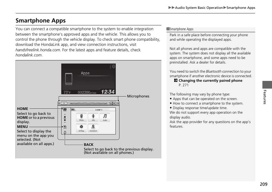 Smartphone apps | HONDA 2015 Civic Si Coupe - Owner's Manual User Manual | Page 210 / 441