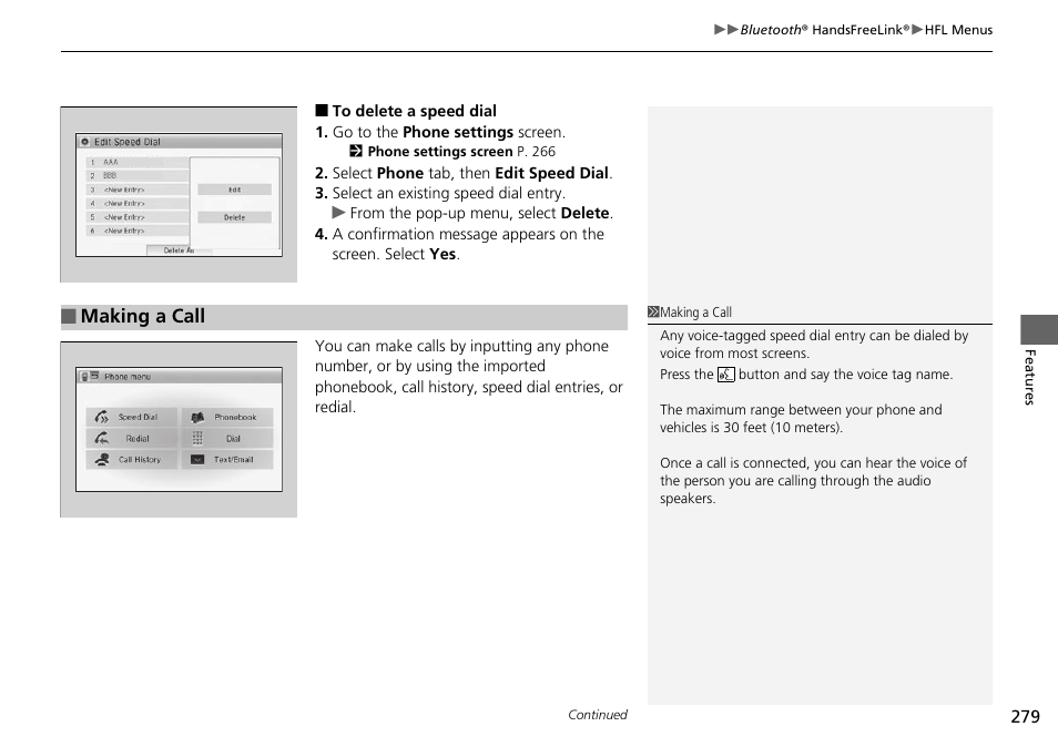 Making a call | HONDA 2015 Civic Si Coupe - Owner's Manual User Manual | Page 280 / 441