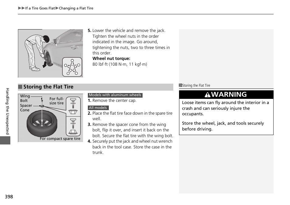 Warning | HONDA 2015 Civic Si Coupe - Owner's Manual User Manual | Page 399 / 441