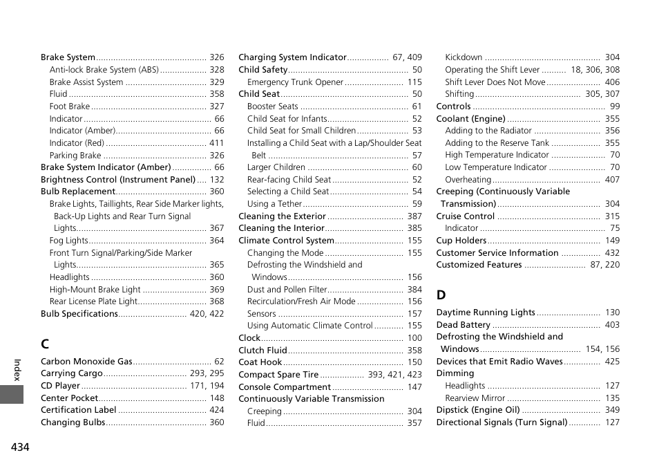 HONDA 2015 Civic Si Coupe - Owner's Manual User Manual | Page 435 / 441