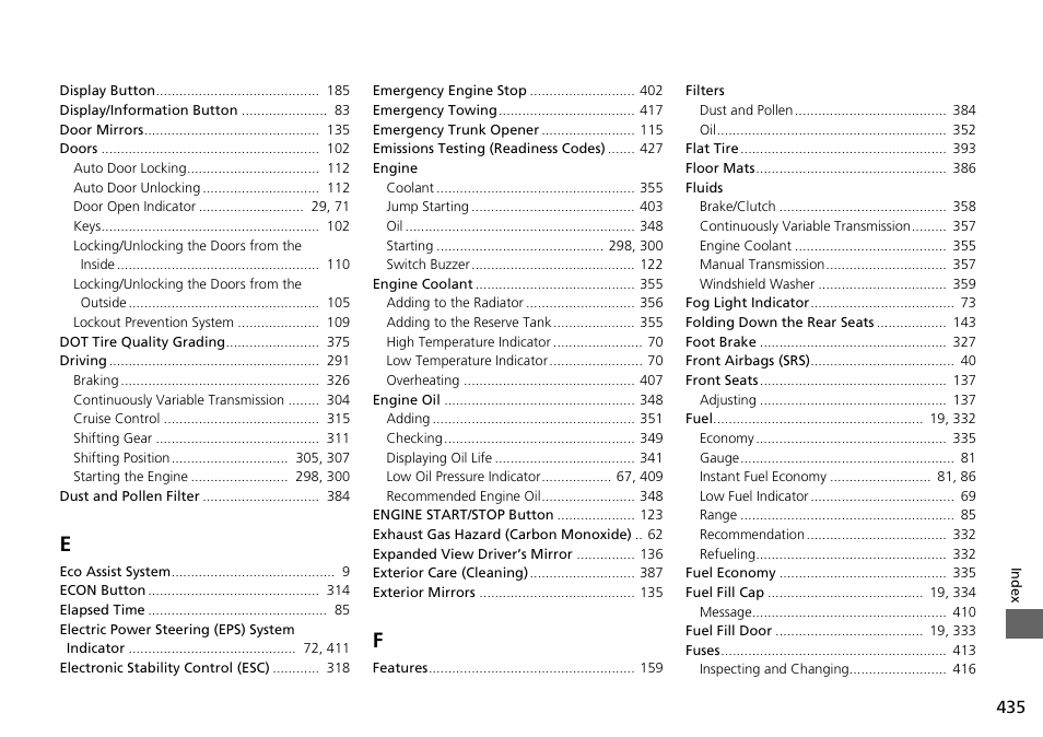 HONDA 2015 Civic Si Coupe - Owner's Manual User Manual | Page 436 / 441