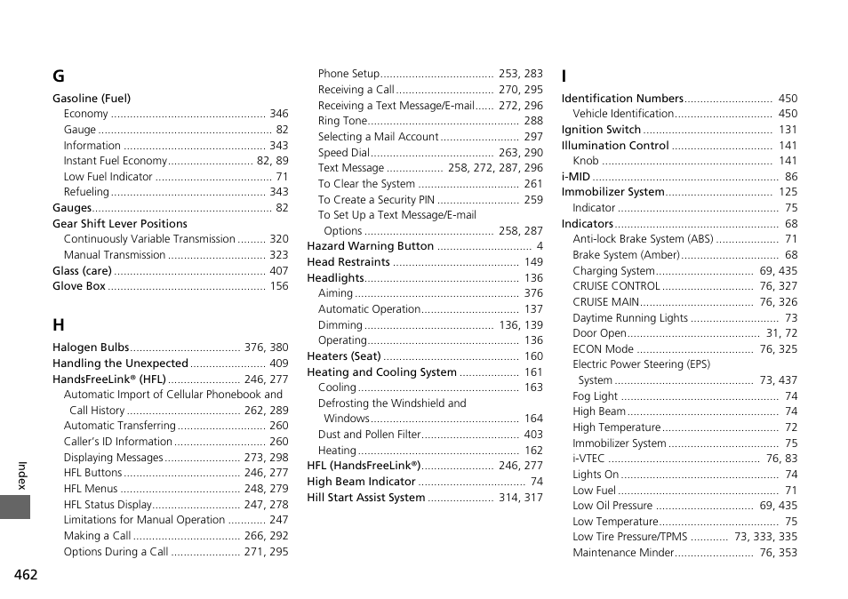 HONDA 2015 Civic Si Sedan - Owner's Manual User Manual | Page 463 / 469
