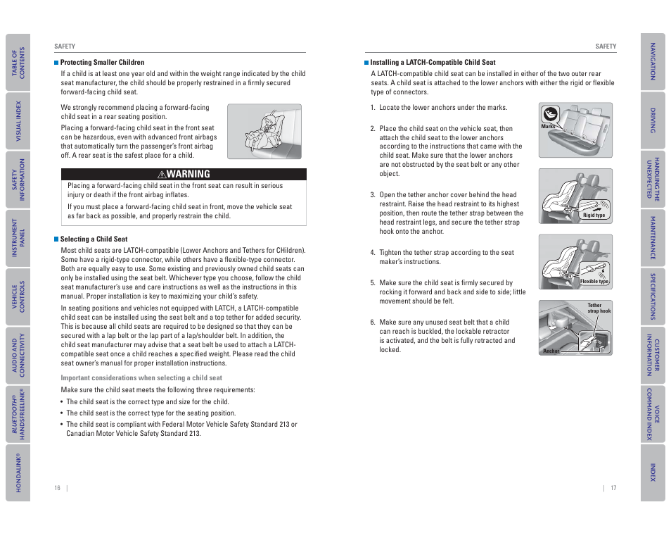 Warning | HONDA 2015 Civic Hybrid - Owner's Guide User Manual | Page 12 / 65