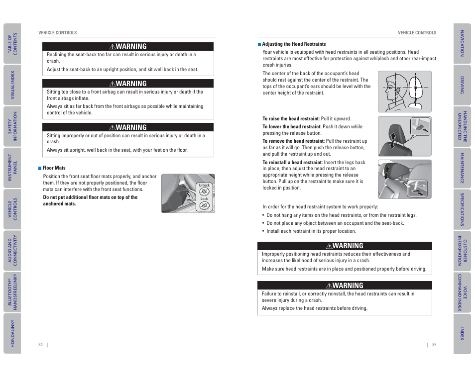 Warning | HONDA 2015 Civic Hybrid - Owner's Guide User Manual | Page 21 / 65