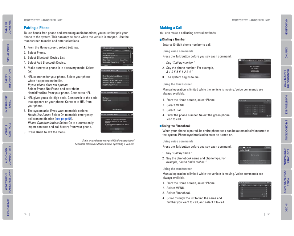 Pairing a phone, Making a call | HONDA 2015 Civic Hybrid - Owner's Guide User Manual | Page 31 / 65