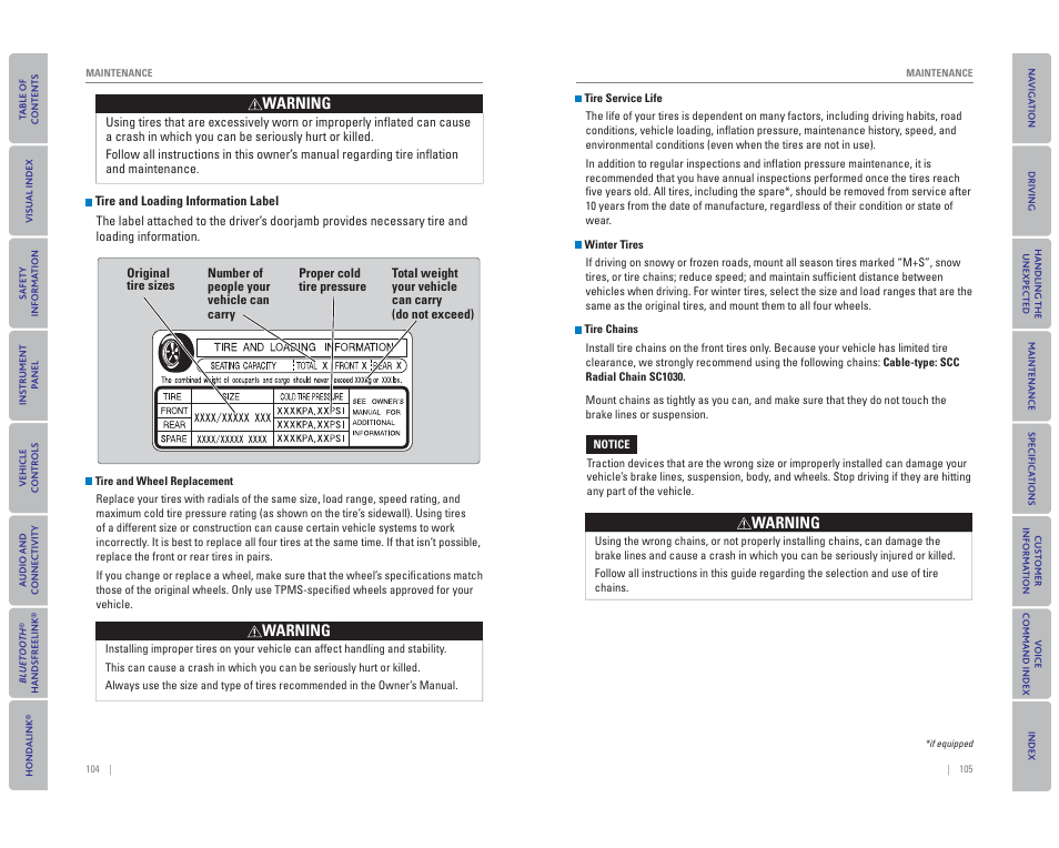 Warning | HONDA 2015 Civic Hybrid - Owner's Guide User Manual | Page 56 / 65