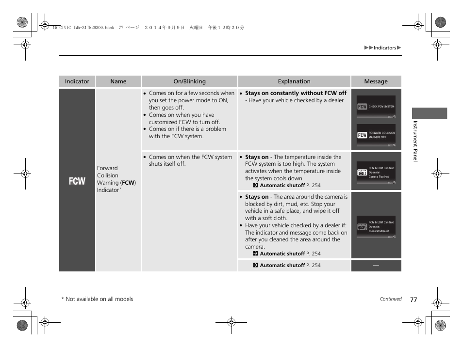 HONDA 2015 Civic Hybrid - Owner's Manual User Manual | Page 78 / 377